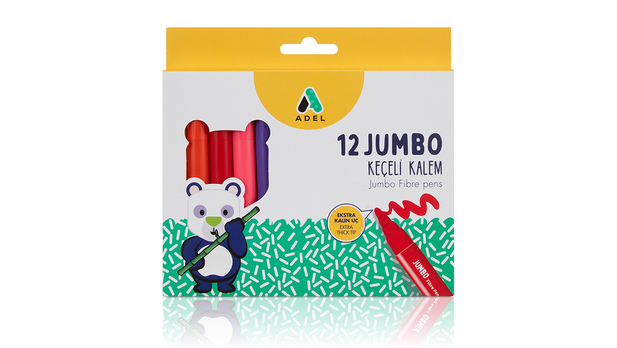12 Color Jumbo Fibre Tip Pens
